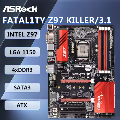 ASRock Fatal1ty Z97 Killer/3.1 Motherboard ATX Intel Z97 LGA1150 DDR3 SATA3 HDMI DVI-D for Intel Cor