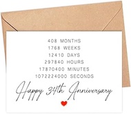 Happy 34th Anniversary Card - 34 Year Wedding Anniversary Card Gifts - Idea For Boyfriend - For Husb