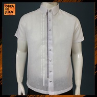 Obra ni Juan Inno Fit (Regular Fit) Polo Barong with Print/Full-open - White (#8046)