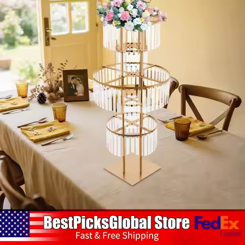 5 Tiers Round Flower Stand 43.3in Height Wedding Centerpieces Flower Stand for Coffee Shop, Hotel, A