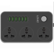 LDNIO SC3604 Power Strip with 3 AC Sockets + 6 USB Ports - Black / MY Plug