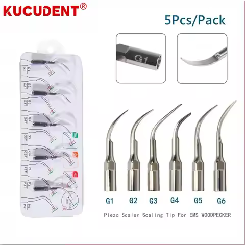 5pcs Dental Scaler Tips Fit EMS Woodpecker Ultrasonic Handpiece Scaling Tip Endodontic Dentist Teeth