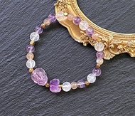 漸層紫螢石x藍針白水晶x骨幹太陽石x紫晶骨幹x螢石龍龜黃銅手鍊