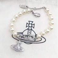 Lucrece Collection Pin Saturn Pearl Bracelet, Brass