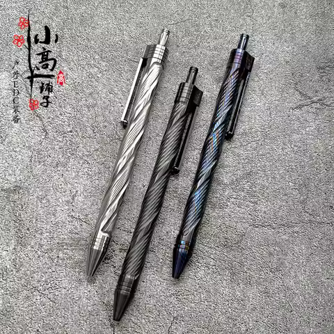 Zirconium Titanium Damascus Click Pen Tactical Pen EDC Portable Signing Premium Business Pen Station