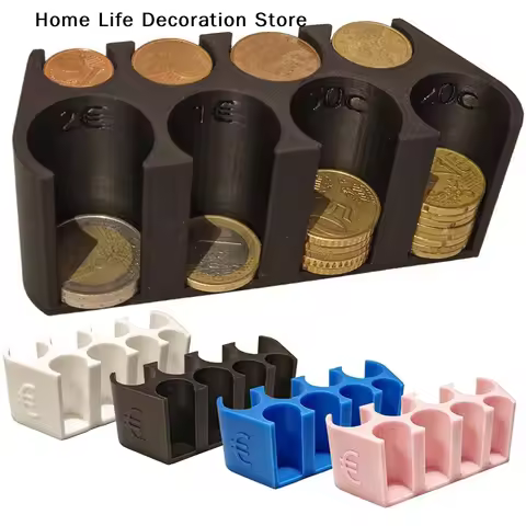 【TG】Euro Coin Storage Box Euro Holder Coin Dispenser 2€ 1€ 50c Coin Change Holders Plastic Coin Orga