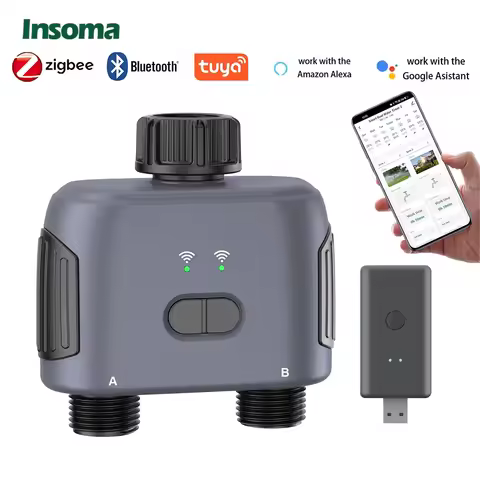 Insoma Automatic Water Timer 2-Outlet Garden Irrigation Watering System Sprinkler Programmer Tools F