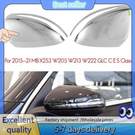 E7G-for 15-21 Mercedes Benz X253 W205 W213 W222 GLC C E S Class Chrome Rearview Mirror Cover - Side Door Mirror Cover Cap