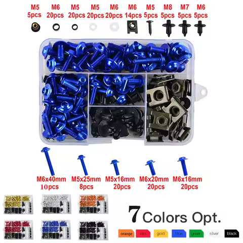 195PCS Screws Motorcycle Alloy Fairing Bolt Screw Nut Kit For Suzuki GSXR 600 750 1000 K1-K8 SV650/X