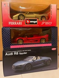 1/18 Diecast 超合金 收藏模型 跑車 KYOSHO BBRAGO MAISTO  FERRARI F50 Audi R8 Spyder