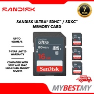 SanDisk Ultra SD Card 16GB | 32GB | 64GB | 128GB - up to 100MB/s  - C10 SDHC SDXC Memory Card (SDSDU