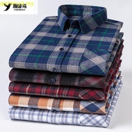 Casual 100% Cotton Flannel Plaid Long Sleeve Man Shirt Slim Fit Plus Size 6XL Men Shirts
