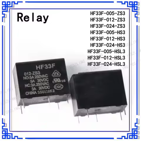 10Pcs/lot Relays HF33F -005 012 024 -HS3 HSL3 4Pin / ZS3 5Pin 5A 250VAC JZC-33F-005-HS3 HF33F-012-HS