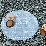 Playzu 台灣現貨 波希米亞設計 100%環保無毒可降解皮革 防水地墊 設計圓形墊 地毯花紋 地墊 - 夏日風情