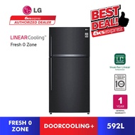 LG 2 Door Top Freezer Inverter Fridge GR-H802HQHM (592L) with Door Cooling + &amp; Fresh 0 Zone Refrigerator