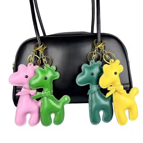 Artisan Top Grain Leather Alpaca Keychain - Handmade Bovine Bag Charm Accessory