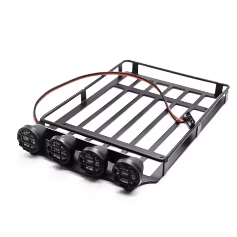 Metal Luggage Carrier Roof Rack With LED Light Ladder Decoration for AX8560 JJRC C8801 1/18 RC Car U