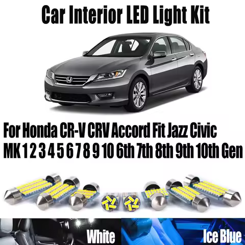 For Honda CR-V CRV Accord Fit Jazz Civic MK 1 2 3 4 5 6 7 8 9 10 6th 7th 8th 9th 10th Gen Car LED In