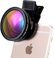 0.45X Wide Angle+12.5X Macro Lens Professional HD Phone Camera Lens with Lens Protection Bag Phone Lens for Iphone/Xiaomi/Samsung Most Only Mobile Phones