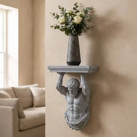 3D Printed Atlas Wall Shelf Plastic Wall Display Shelf Floating Storage Rack Decorative Atlas Statue
