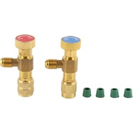 2Pcs Liquid Safety Valve, R410A R22 1/4 inch Refrigerant, Safety Adapter for Refrigerant Charging Va
