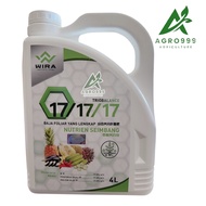 Wira 17/17/17 4Liter Baja pokok subur/Fast growth Fertilizer