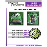 SPOCKET FOR EX5  BIKERSACC GOLD (428) & CHAIN BIKERSACC (108L-428H) GOLD🔥