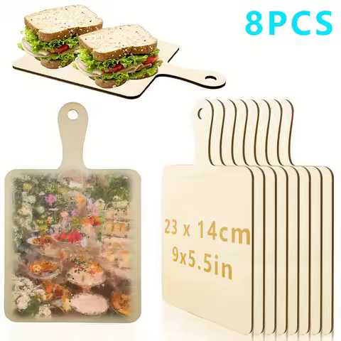 8pcs/4pcs/2pcs(9.1 x 5.5inch )mini Wooden Cutting Board with Handle Paddle Cutting Board Small Kitch