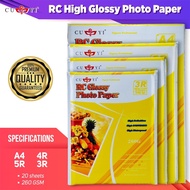 CUYI RC High Glossy Photo Paper 260gsm 3R | 4R | 5R | A4 Size Resin Coated (20sheets Pack)
