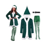 Christmas Santa Claus Lady Green Grinch Cosplay Costume
