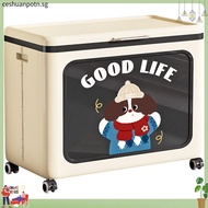 INHO L62cm Cute Top Flip Cover Storage Box Foldable Clothes Blanket Toy Storage Cabinet With Roller