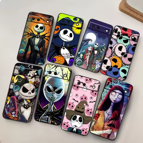 Disney Jack Skellington Anime For Google Pixel 9 8 7A 7 6A 6 5A 5 4 4A XL 5G Black Silicon Shockproo