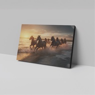 ม้าขาวฝูง พรีเมี่ยมแคนวาส #07 ขนาด 60x35 cm. ขอบ 40 mm. กรอบรูปภาพพิมพ์แคนวาส Premium Canvas ภาพมงค