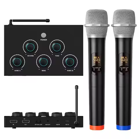 Smart TV Karaoke Wireless Microphone Mixer Machine Handheld Mic PC Speaker Amplifier Projector Churc