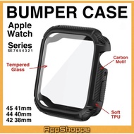 Apple Watch Bumper Case Carbon Tempered Glass Compatible Series 9 SE 87654321