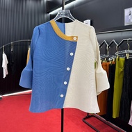 Japan Genuine Issey Miyake Irregular Pleated Jacket Oblique Buckle Chubby Girl Covering Meat Tempera