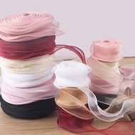 4cm 50Yard/roll Wired Chiffon Ribbon Sheer Organza Ribbons for Christmas Wedding Decoration Gift Packing Wrapping Bow Wreath DIY Craft