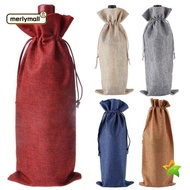 MERLYMALL 3Pcs Drawstring Linen Bag, Gift Packaging Wine Bottle Cover,  Pouch Champagne Washable Wine Bottle Bag Wedding Christmas Party