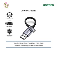 UGREEN USB A TO 3.5MM AUX AUDIO JACK SOUND CARD ADAPTER CONVERTER CABLE - 22CM (UG-CM477-30757)
