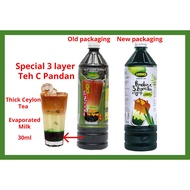 LEAVES 3 Layer Tea Syrup (Teh C Special 3 Layer/Pandan 3 LAYER TEA/WheatGrass/Rose/Roselle/Peppermint Herbal/Green Tea)L