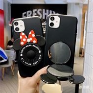 Disney Cartoon Mickey and Minnie Mobile Phone Case, Flip Mirror with Adjustable Lanyard, Suitable for OPPO A3 A3S A5S A7 A7X A5 A9 2020 OPPO F9 F11 A11X A15 A15S A35 Bracket Soft TPU Silicone OPPO A8 A9 A32 A31 A53 2020 A72 A73 5G Drop The Phone Case