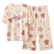 Miiow Summer Women Pajamas กางเกงขาสั้นแขนสั้นพร้อมชุดชุดนอนหน้าอก KYM-7200