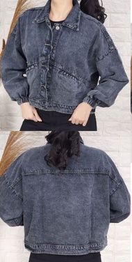 VD - [COD] PROMO GRATIS ONGKIR jaket crop wanita jeans import / Jaket Crop Oversize Big Size Snow Hi