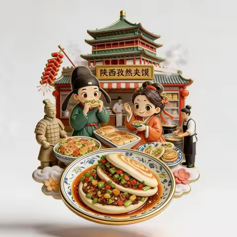 Food Metal Relief Of Shaanxi Rougamo Butter Cake, China 3D Fridge Magnets Tourism Souvenirs Refriger