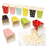 12pcs Polka Dot Popcorn Treat Boxes Paper Box Bag for Birthday Party Wedding Sweets Favours Food Sto