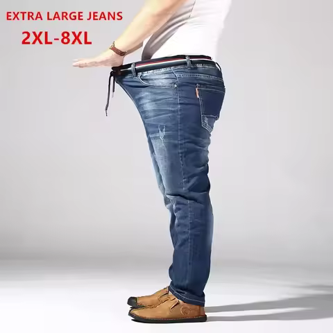 Distressed Extra Large Jeans For Men Stretch Denim Trousers 6XL 7XL 8XL Big Plus Size Mens Ripped Pa