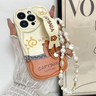เคสโทรศัพท์ - เคสกันกระแทก สไตล์สายคล้องหลังสีครีม สายคล้องหลังสำหรับจัดส่ง พิมพ์ลายอนิเมะ เหมาะสำหร