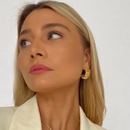 Metal Earrings Female High-End Exaggerated 925 Silver Needle Earrings Atmospheric Exaggerated Earrin