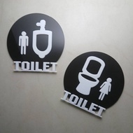 Bathroom Sign Acrylic Laser Mini Size Cute Stylish Minimalist Design [UTHAIFARM ADS.]
