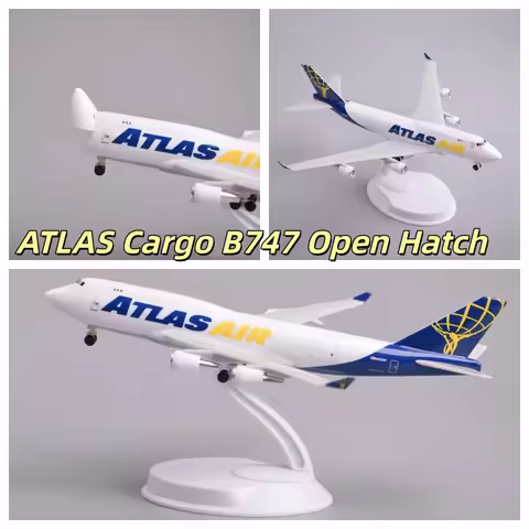 ATLAS AIR Cargo B747 Hatches Can Be Opened 20cm Scale Aircraft Model ABS Toys For Children Miniature